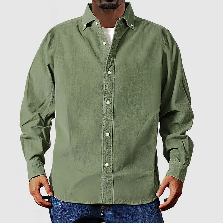 Vox | Chemise élégante en velours côtelé beige