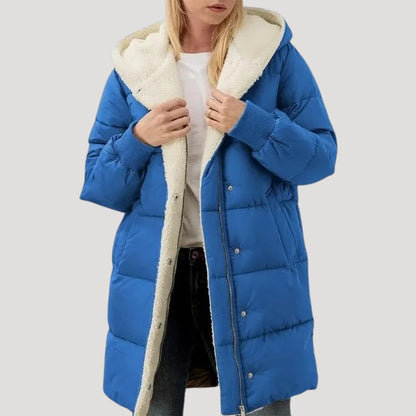 Manteau matelassé d'hiver pour femme avec capuche et chaud