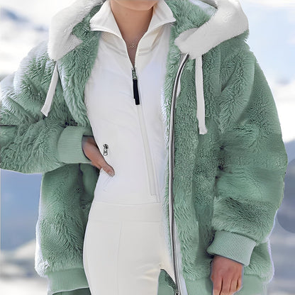 Bequeme Fleecejacke Frauen Warm Damenschwarz - IdealeKleiden