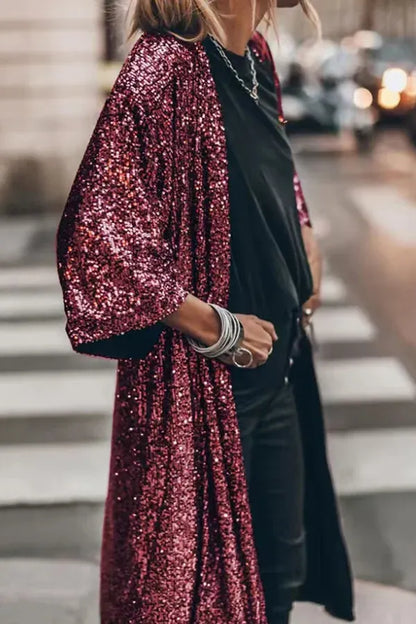 Robe de soirée kimono glamour à paillettes