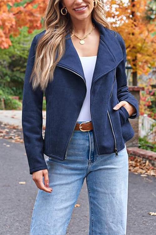 Blouson de moto en similicuir suédé