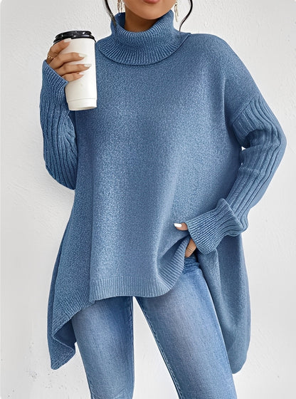 Pulls femme élégants longs col roulé chic