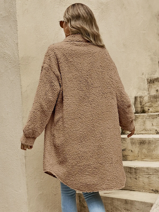 Schicke Damenmantel Teddy Herbst Trend - IdealeKleiden