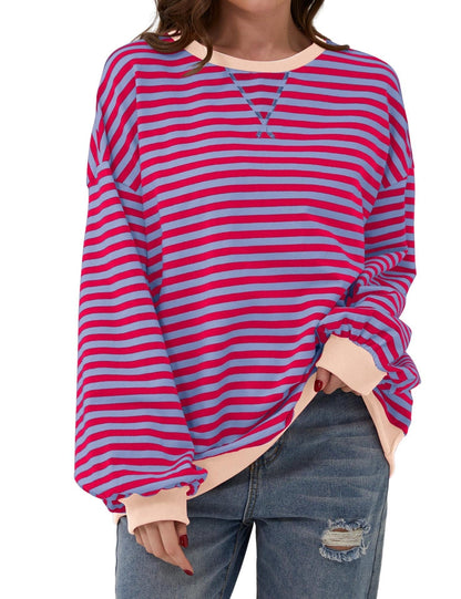 Pull rayé femme élégant décontracté