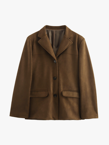 Élégant blazer marron en similicuir
