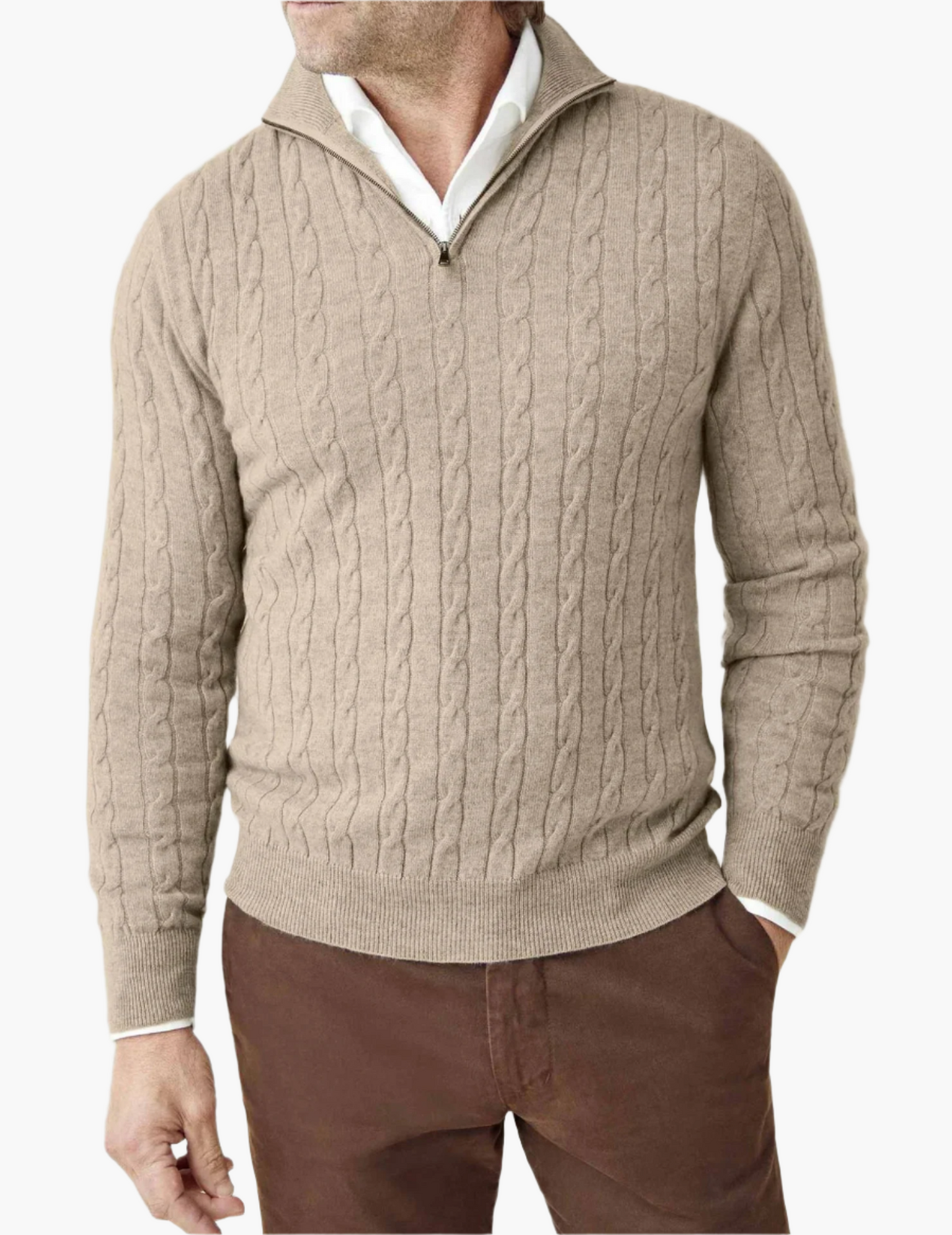 Pull en maille torsadée élégant avec fermeture éclair