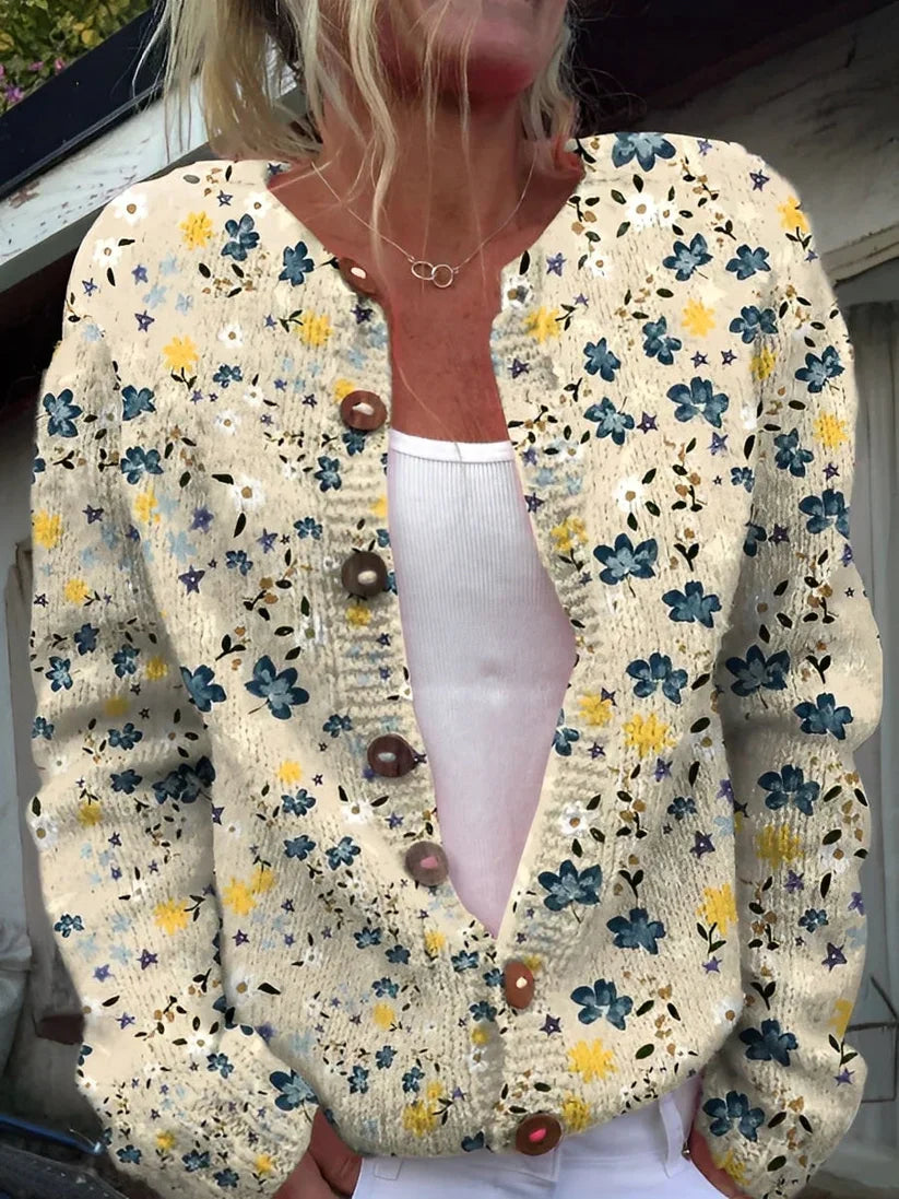 Cardigan femme motif floral élégant