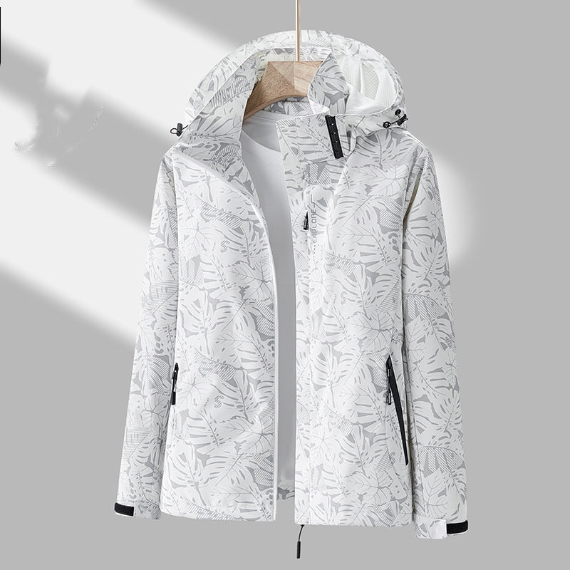 Veste d'extérieur élégante pour femme avec capuche à motifs