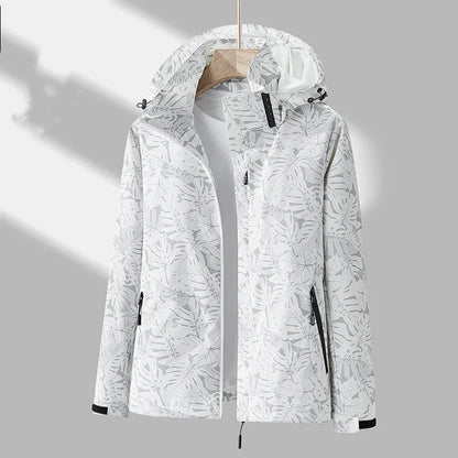 Veste d'extérieur pour femme Élégante Capuche Imprimé floral