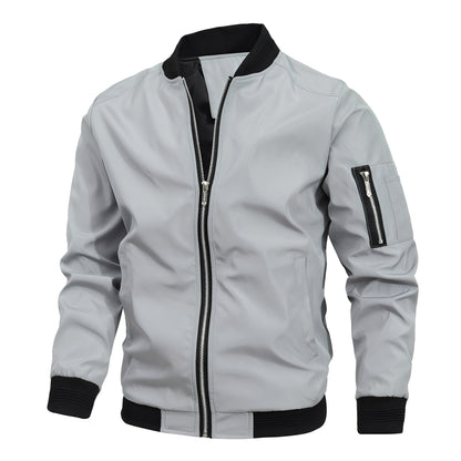 Bomber en cuir pour homme, sportif et moderne