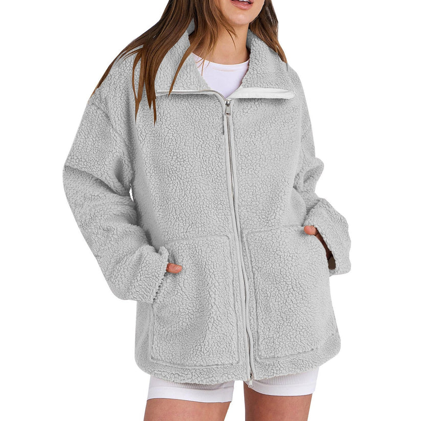 Manteau en laine décontracté pour femme Col roulé moderne