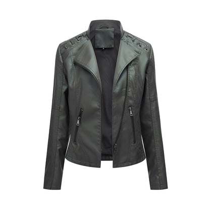 Veste en cuir courte et élégante pour femme