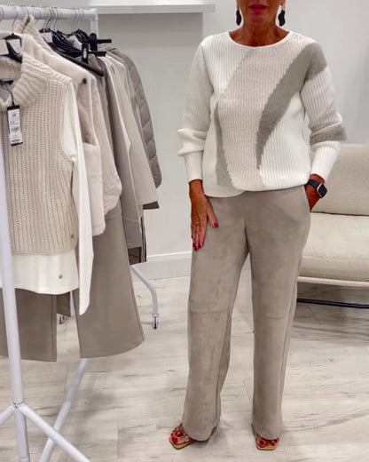 Vêtements confortables à col rond style décontracté