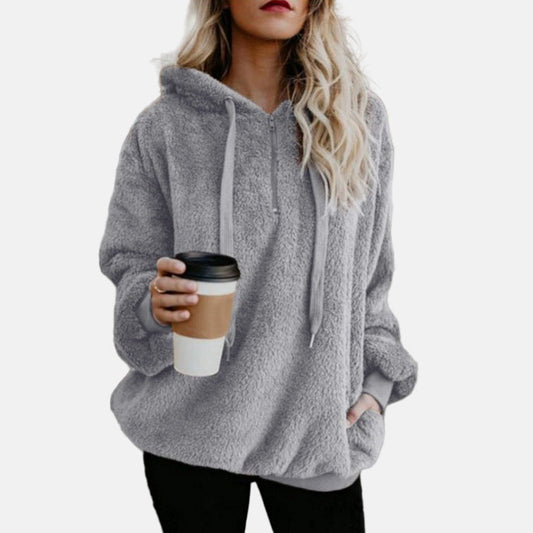 Weiche Fleece-Hoodie Übergröße Bequem Langarm - IdealeKleiden