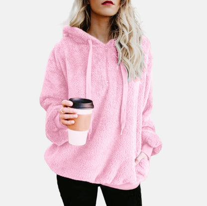 Sweat à capuche polaire doux Grande taille Confortable Manches longues