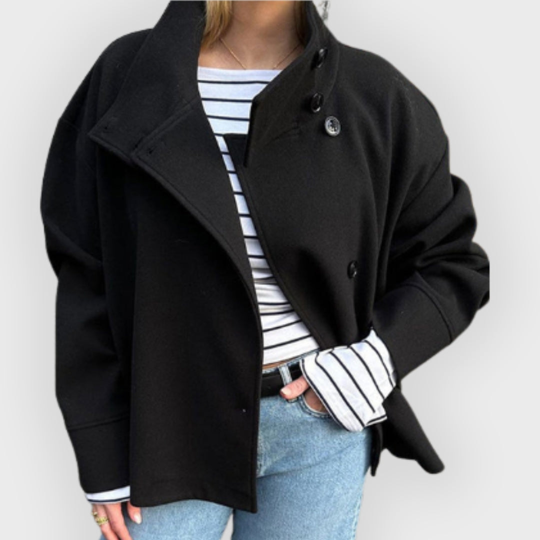 Manteau court de luxe double boutonnage femme