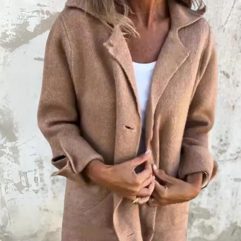 Manteau long femme élégant col tailleur