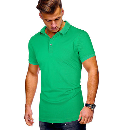 Polo pour homme en coton, coupe moderne, col montant