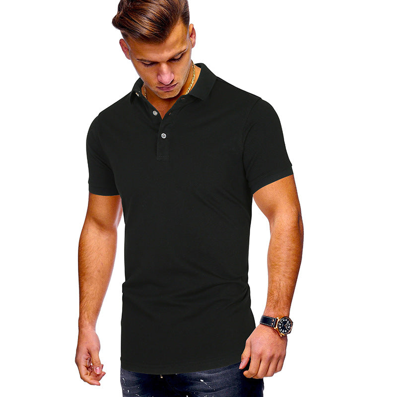 Polo pour homme en coton, coupe moderne, col montant