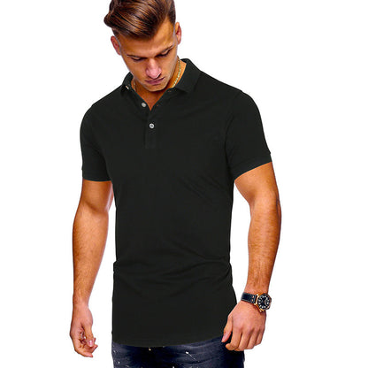 Polo pour homme en coton, coupe moderne, col montant