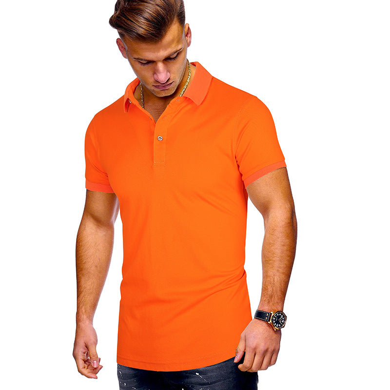 Polo pour homme en coton, coupe moderne, col montant