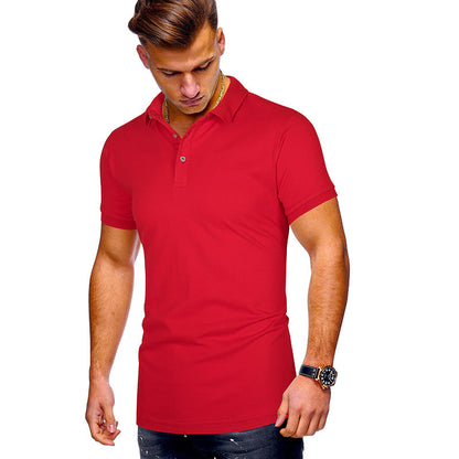 Polo pour homme en coton, coupe moderne, col montant