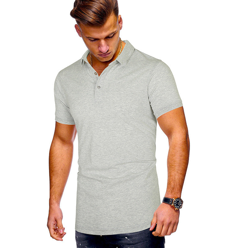 Polo pour homme en coton, coupe moderne, col montant