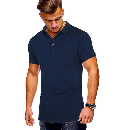 Polo pour homme en coton, coupe moderne, col montant