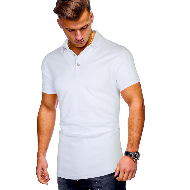 Polo pour homme en coton, coupe moderne, col montant