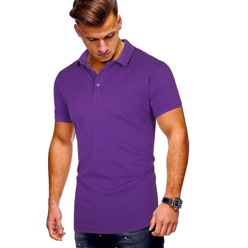 Polo pour homme en coton, coupe moderne, col montant