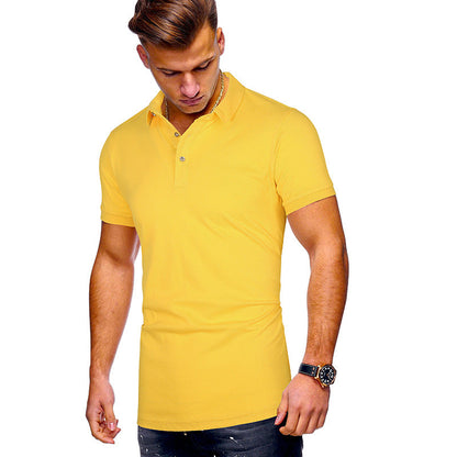 Polo pour homme en coton, coupe moderne, col montant