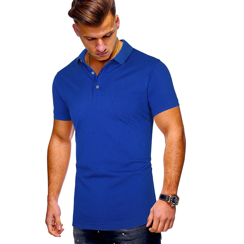 Polo pour homme en coton, coupe moderne, col montant
