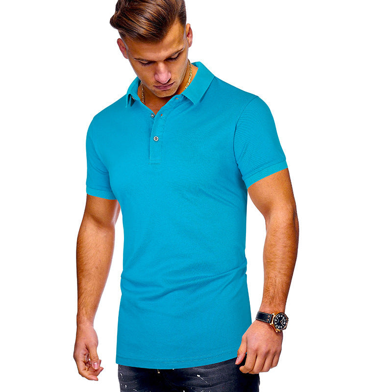 Polo pour homme en coton, coupe moderne, col montant
