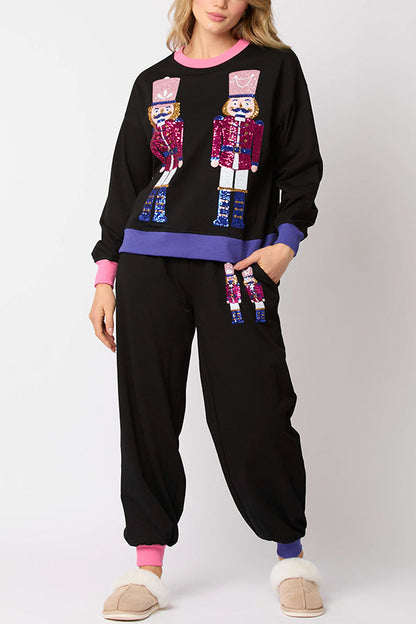Ensemble de Noël à paillettes : Sweat-shirt et pantalon de jogging ample