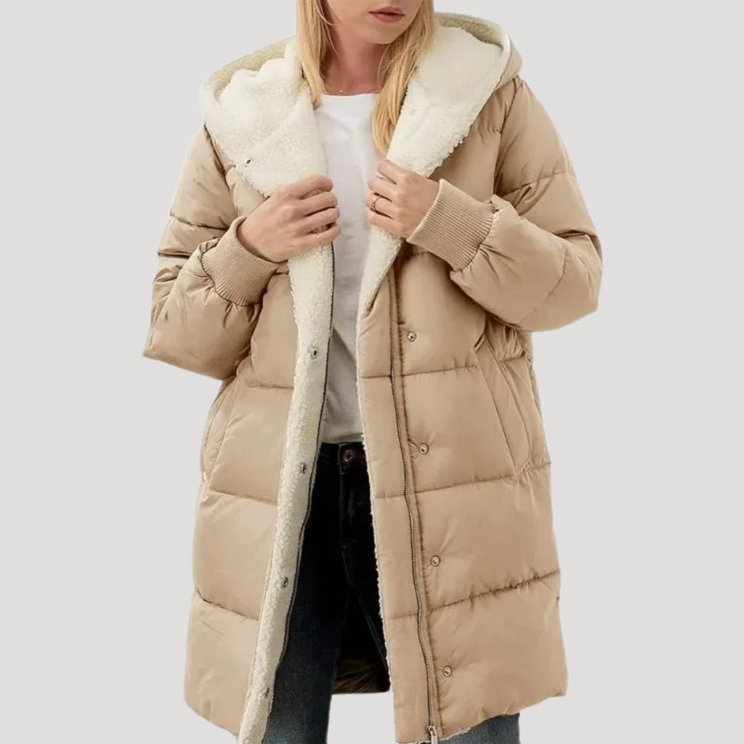 Manteau matelassé d'hiver pour femme avec capuche et chaud