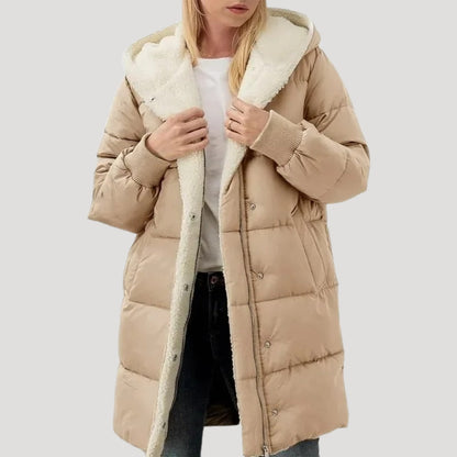 Manteau matelassé d'hiver pour femme avec capuche et chaud