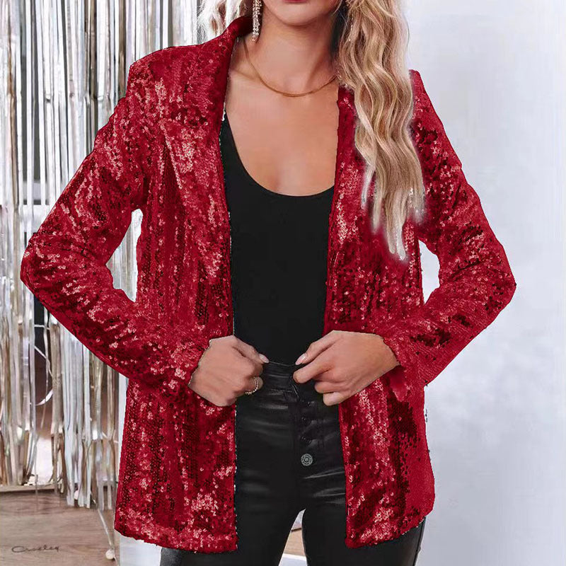 Blazer à sequins scintillants pour femme