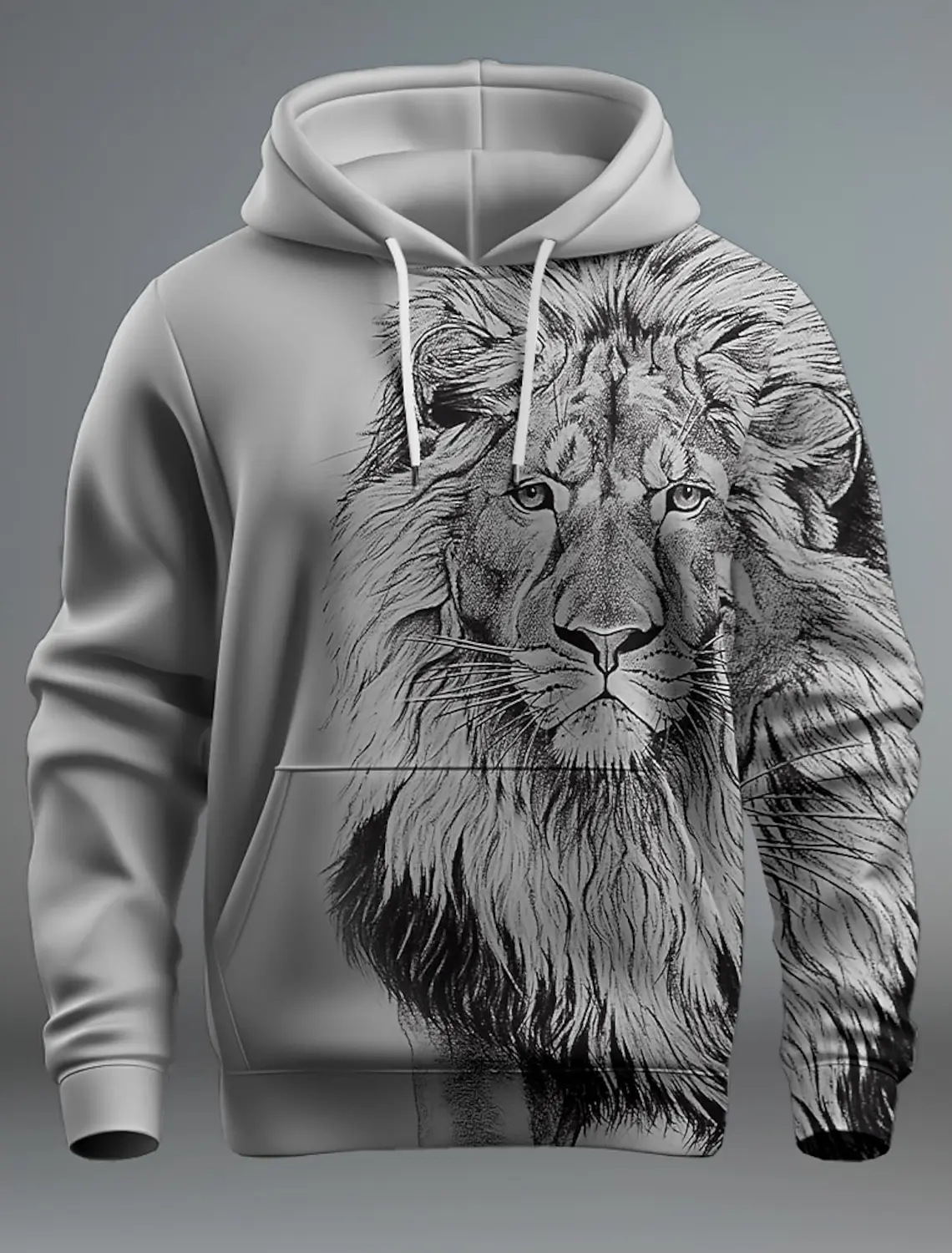 Herren Pullover Löwen Muster Kapuze - IdealeKleiden