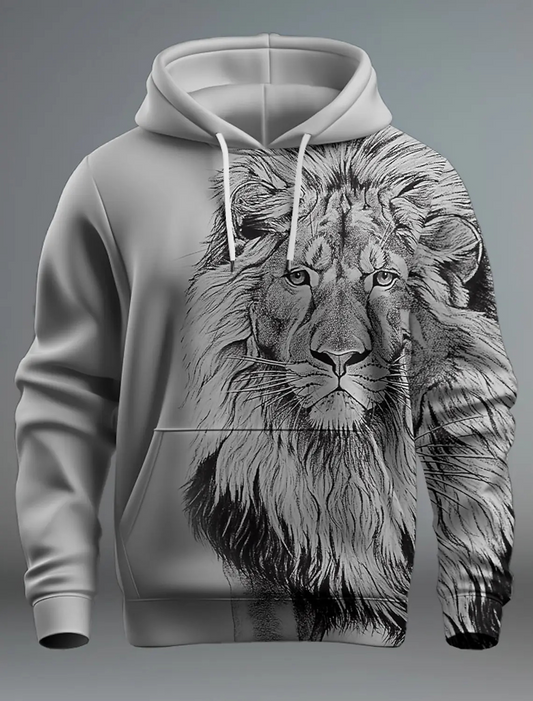 Herren Pullover Löwen Muster Kapuze - IdealeKleiden