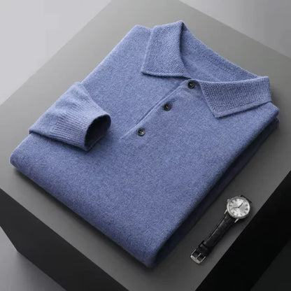 Polo en mérinos pull-over bords-côtes chaud