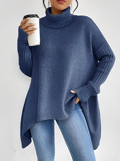 Pulls femme élégants longs col roulé chic