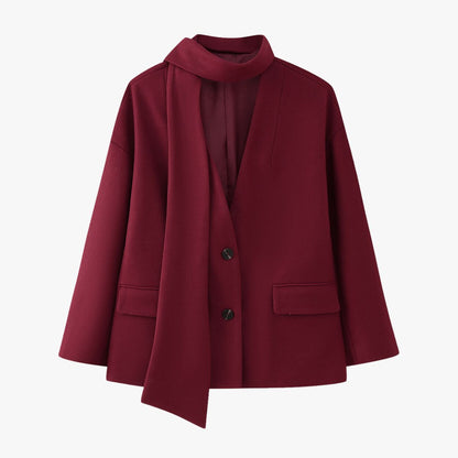 Manteau court stylé rouge bordeaux