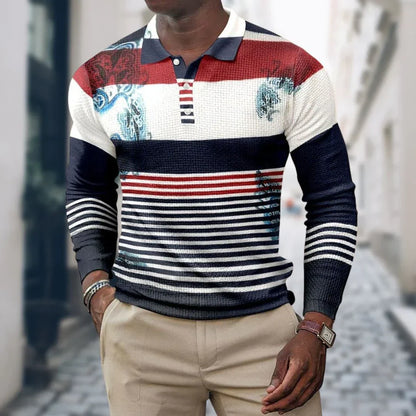 Polo homme manches longues Sportif Élégance
