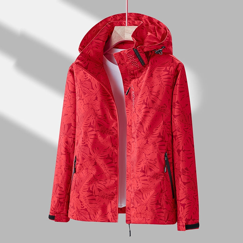 Veste d'extérieur élégante pour femme avec capuche à motifs