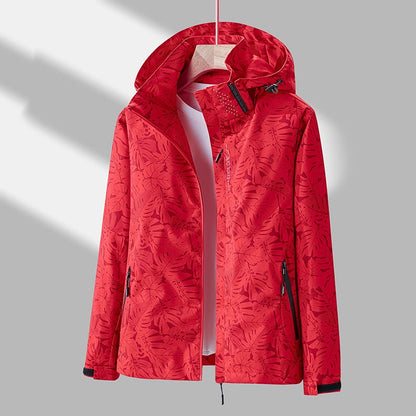 Veste d'extérieur élégante pour femme avec capuche à motifs
