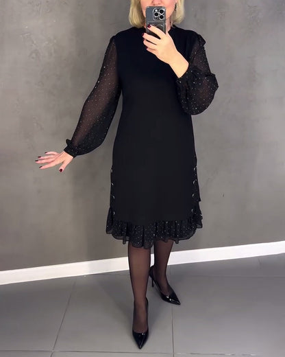 Robe élégante femme manches longues à pois