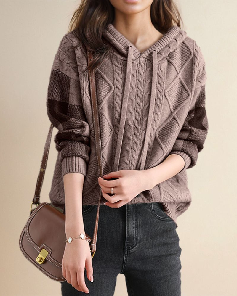 Stylische Hoodie Jacquard Design - IdealeKleiden