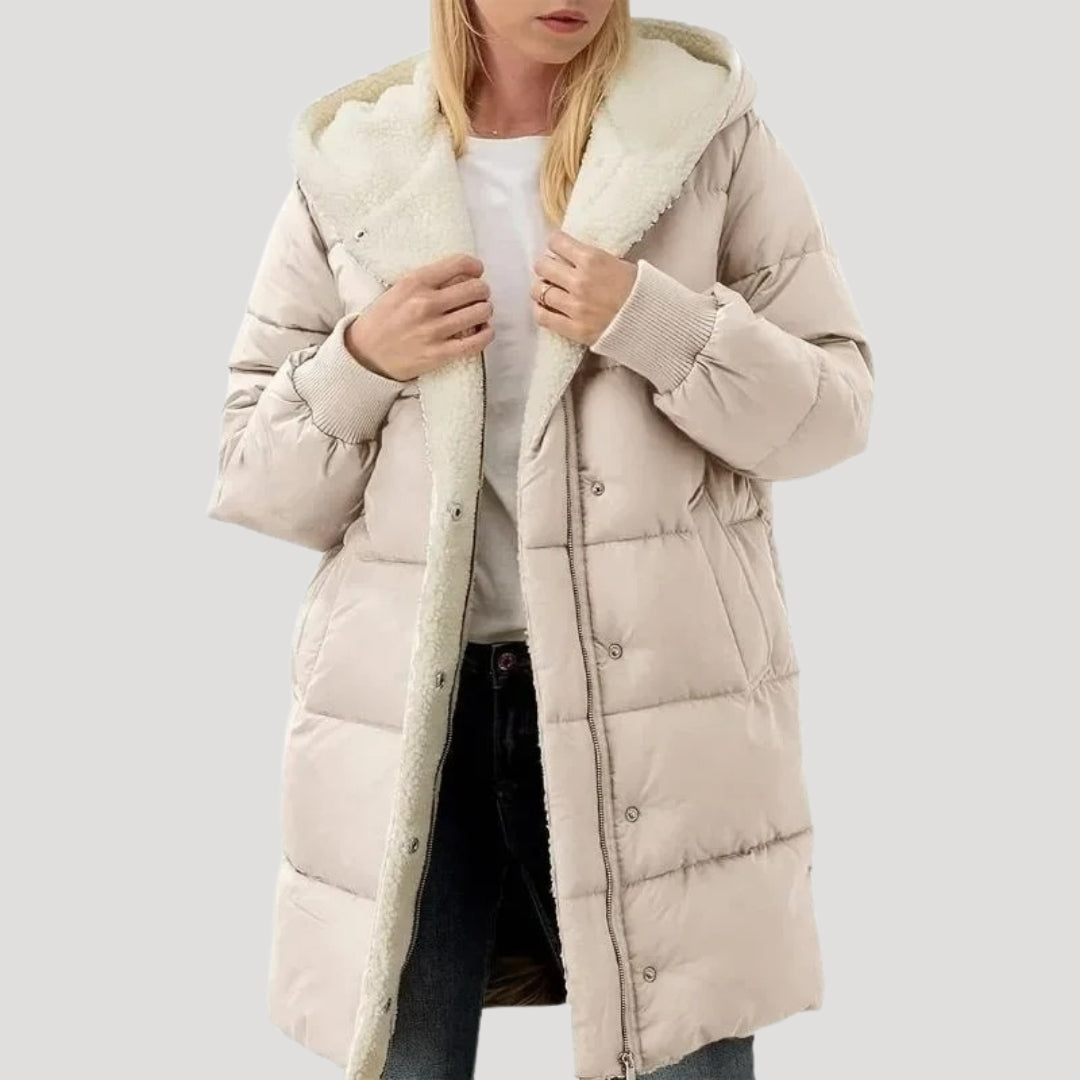 Manteau matelassé d'hiver pour femme avec capuche et chaud