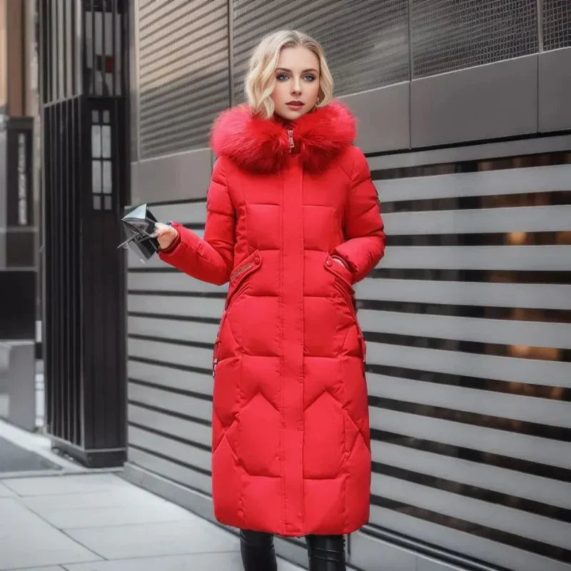 Long manteau d'hiver femme chaud et élégant