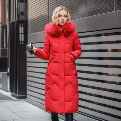 Long manteau d'hiver femme chaud et élégant